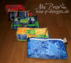 Five small shiboried quilted bags