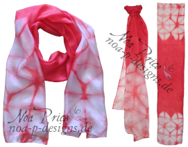 Red shiboried silk scarf
